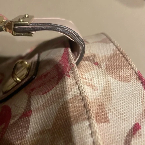 Coach Pink and Tan Canvas Crossbody with Gold-Tone Clasp - Picture 12 of 13